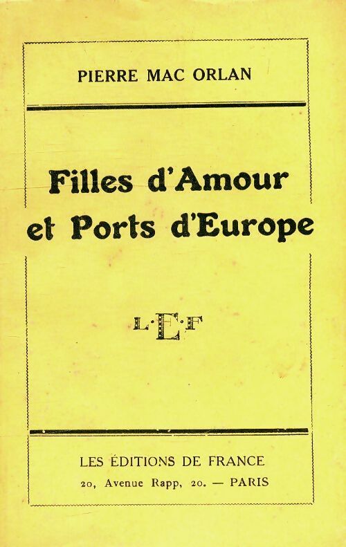 Livrenpoche : Filles d'amour et ports d'Europe - Pierre Mac Orlan - Livre