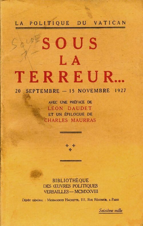 Livrenpoche : Sous la terreur 20 septembre - 15 novembre 1927 - Collectif - Livre
