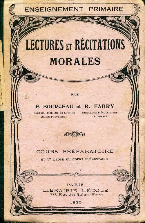 Livrenpoche : Lectures et récitations morales - E. Abbé Bourceau - Livre