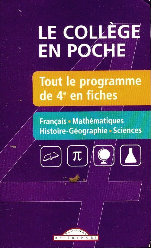 Livrenpoche : Le collège en poche - 4e - Inconnu - Livre