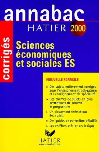 Livrenpoche : Sciences économiques et sociales Terminales ES corrigés 2000 - Collectif - Livre
