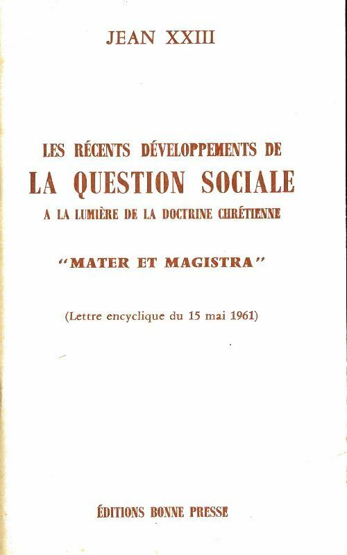 Livrenpoche : Les récents développements de la question sociale - Jean XXIII - Livre