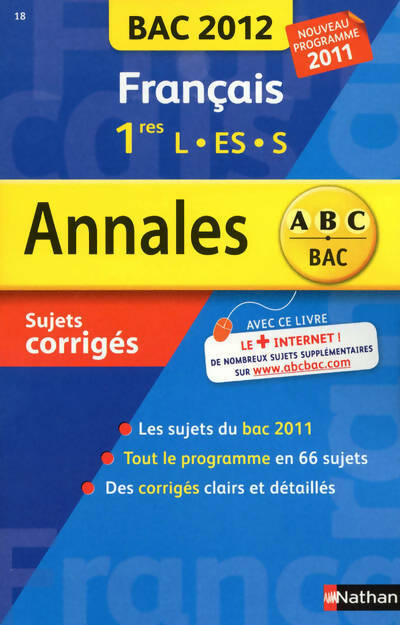 Livrenpoche : Français 1ère sujets corrigés 2012 - Anne Cassou-Nogues - Livre