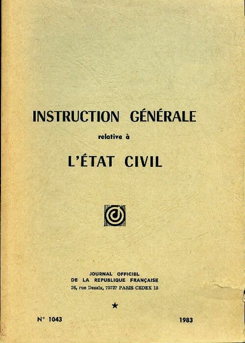 Livrenpoche : Instruction générale relative à l'état civil - Collectif - Livre