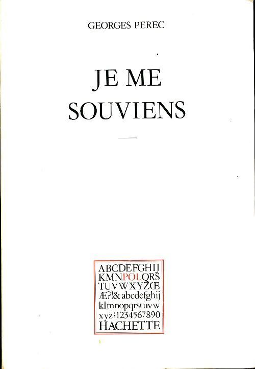 Livrenpoche : Je me souviens - Georges Perec - Livre