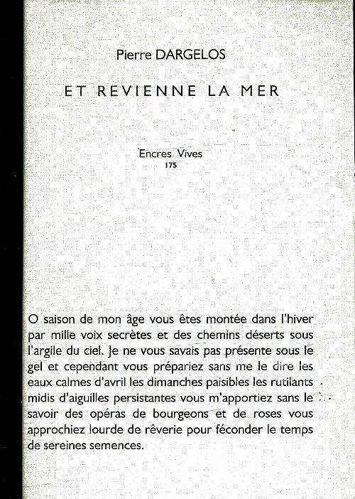 Livrenpoche : Et revienne la mer - Pierre Dargelos - Livre
