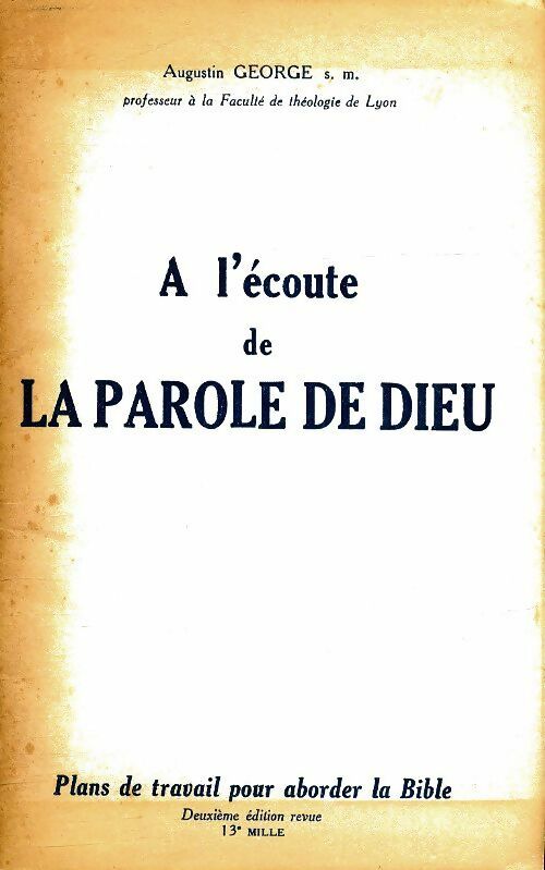 Livrenpoche : A l'écoute de la parole de Dieu - Augustin George - Livre
