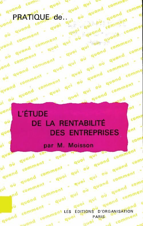 Livrenpoche : L'étude de la rentabilité de l'entreprise - M Moisson - Livre