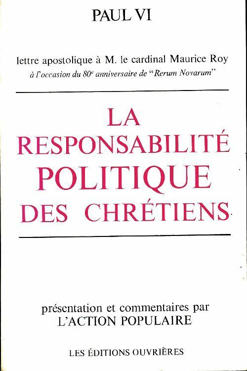 Livrenpoche : La responsabilité des chrétiens - Paul VI - Livre