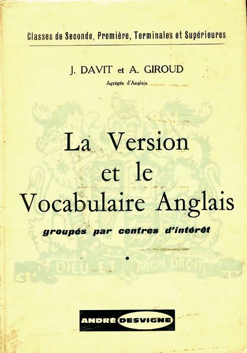 Livrenpoche : La version et le vocabulaire anglais - J. Davit - Livre