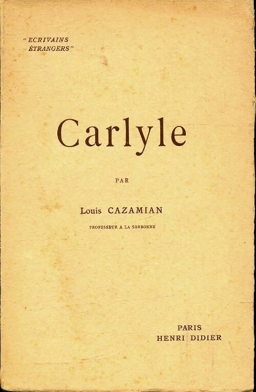 Livrenpoche : Carlyle - Louis Cazamian - Livre
