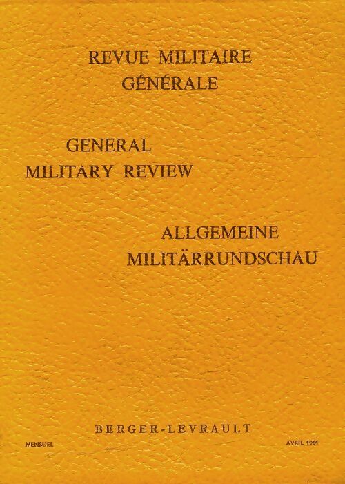 Livrenpoche : Revue militaire générale n°1961-4 - Collectif - Livre