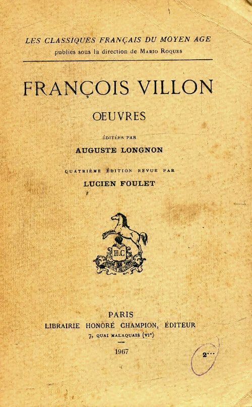 Oeuvres - François Villon - Livre