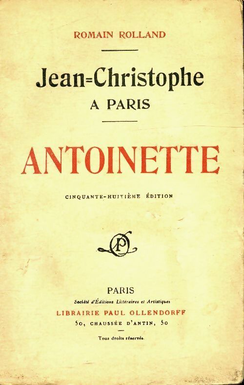 Jean-Christophe à Paris : Antoinette - Romain Rolland -  Ollendorff poches divers - Livre