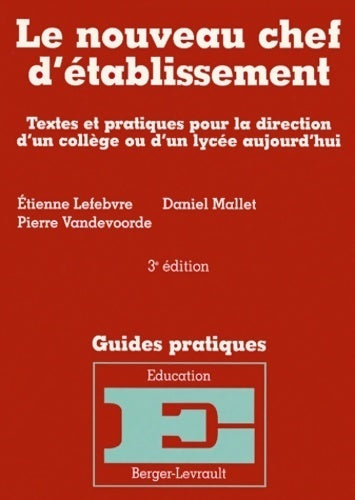 Livrenpoche : Le nouveau chef d'établissement - Collectif - Livre