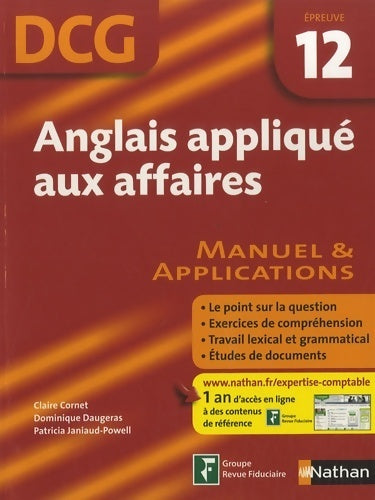 Livrenpoche : Anglais appliqué aux affaire épreuve 12 DCG - Claire Cornet - Livre