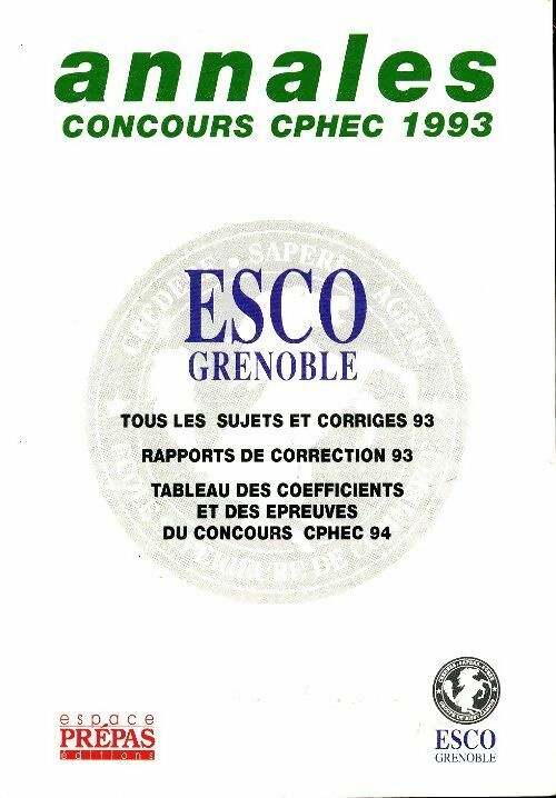 Livrenpoche : Annales concours CPHEC 1993 - Collectif - Livre