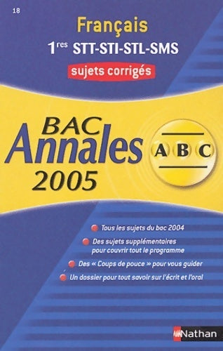 Livrenpoche : Français sujets corrigés Premières STT, STI, STL, SMS - Inconnu - Livre