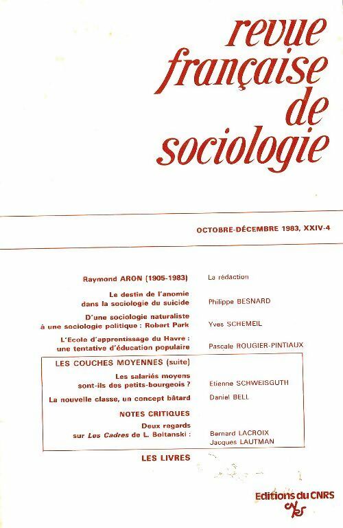 Livrenpoche : Revue française de sociologie n°XXIV-4 - Collectif - Livre