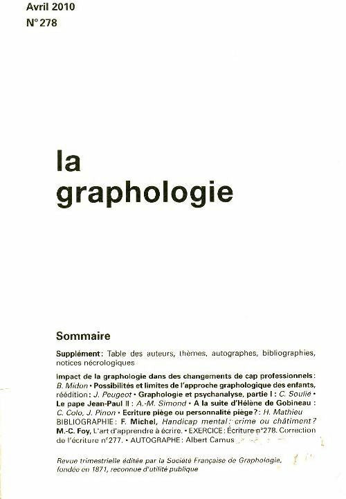 Livrenpoche : La graphologie n°278 - Collectif - Livre
