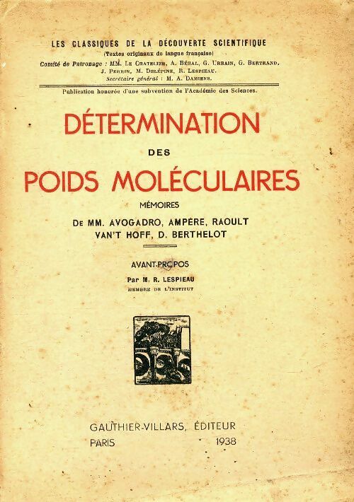 Livrenpoche : Détermination des poids moléculaires - Collectif - Livre