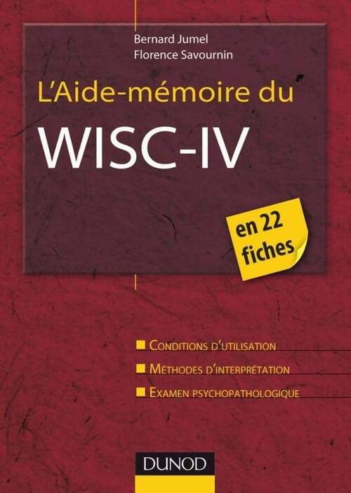 L'aide-mémoire du WISC-IV - Bernard Jumel - Livre