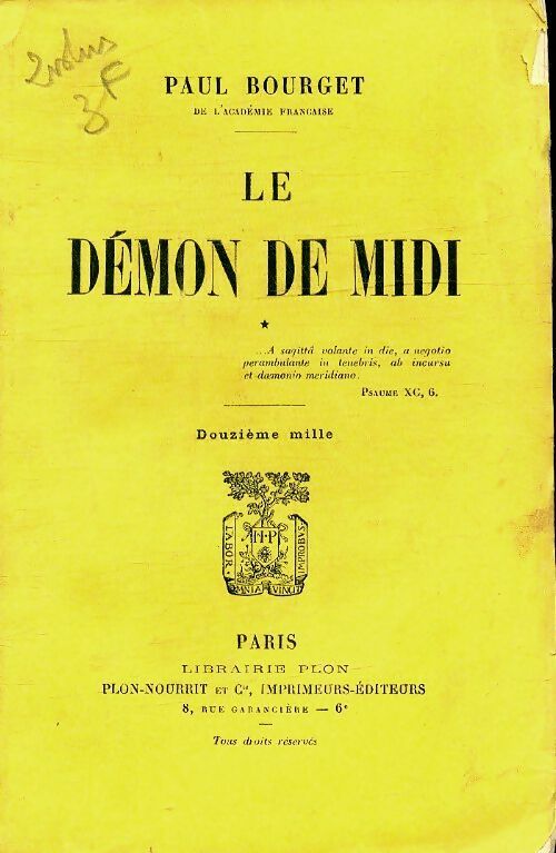 Livrenpoche : Le démon de Midi Tome I - Paul Bourget - Livre