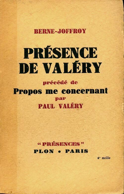 Livrenpoche : Présence de Valéry - M. Berne-Joffroy - Livre