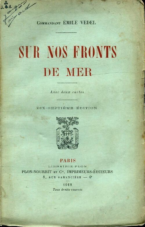 Sur nos fronts de mer - Émile Vedel - Livre