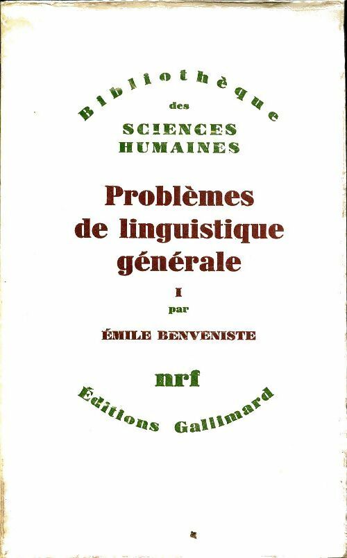 Livrenpoche : Problèmes de linguisitique générale Tome I - Emile Benveniste - Livre