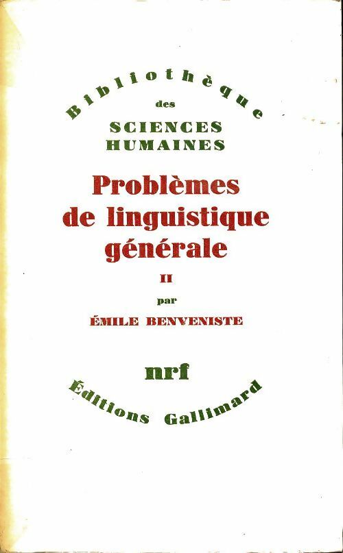 Livrenpoche : Problèmes de la linguistique générale Tome II - Emile Benveniste - Livre