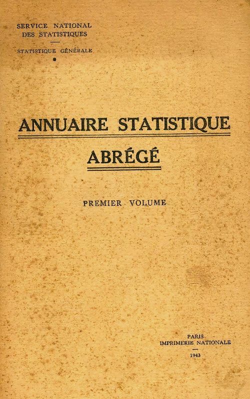 Livrenpoche : Annuaire statistique abrégé Tome  - Collectif - Livre
