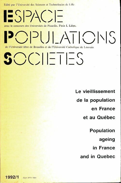 Livrenpoche : Espace, population, sociétés 1992 n°1 - Collectif - Livre