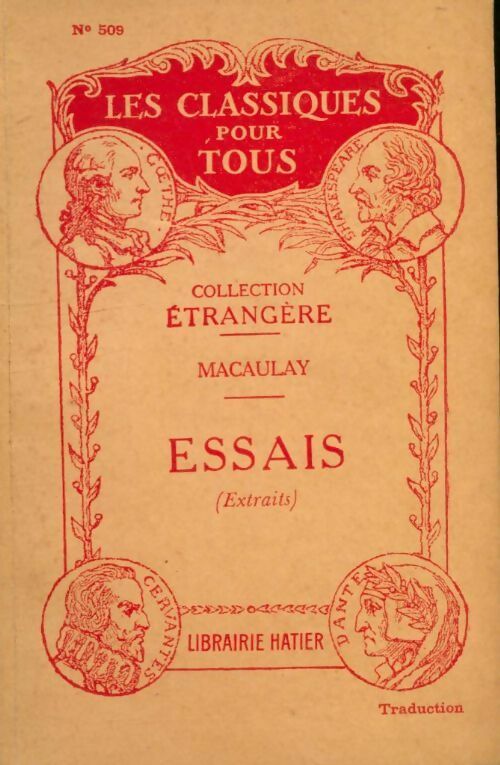 Livrenpoche : Essais historiques et critiques extraits - Macaulay - Livre
