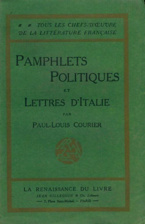 Livrenpoche : Pamphlets politiques et lettres d'Italie - Paul-Louis Courier - Livre