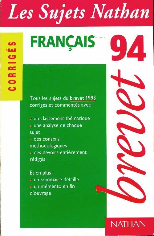Livrenpoche : Français brevet 94 corrigés - Michel Pougeoise - Livre