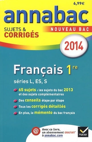 Livrenpoche :  Français 1ère L, ES, S : Sujets et corrigés 2014 - Sylvie Dauvin - Livre