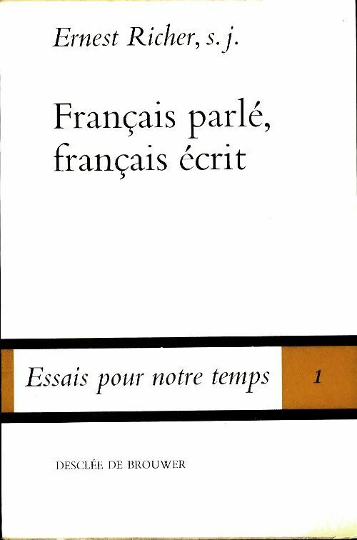 Livrenpoche : Français parlé, français écrit - Ernest Richer - Livre