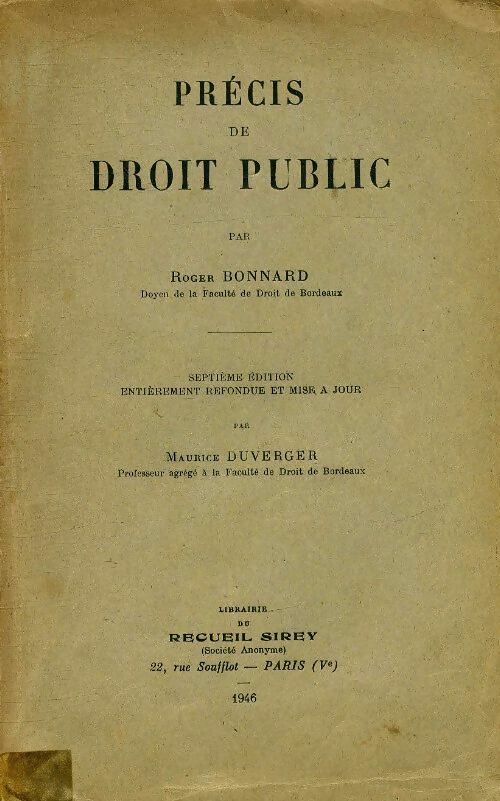 Livrenpoche : Précis de droit public - Roger Bonnard - Livre