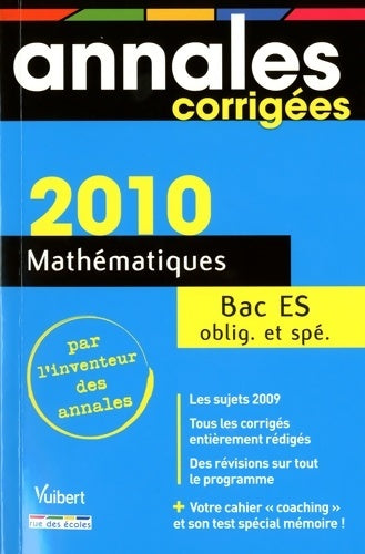 Livrenpoche : Mathématiques bac ES 2010 - Hervé Fant - Livre