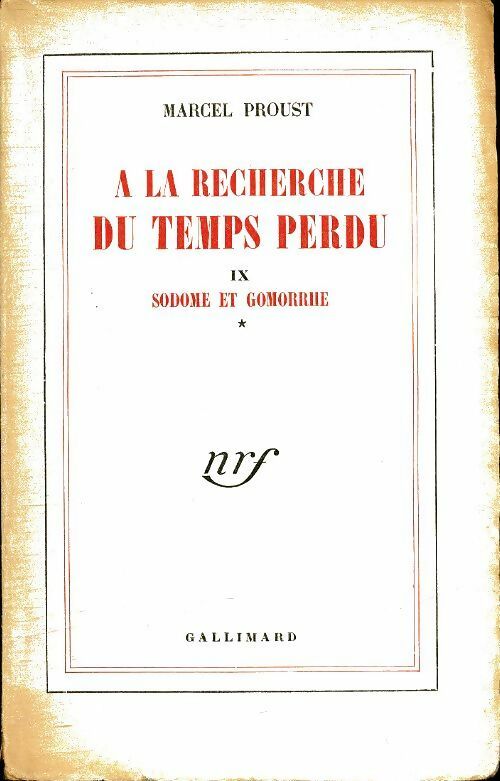 A la recherche du temps perdu Tome IX : Sodome et Gomorrhe Tome I - Marcel Proust -  Gallimard poches divers - Livre