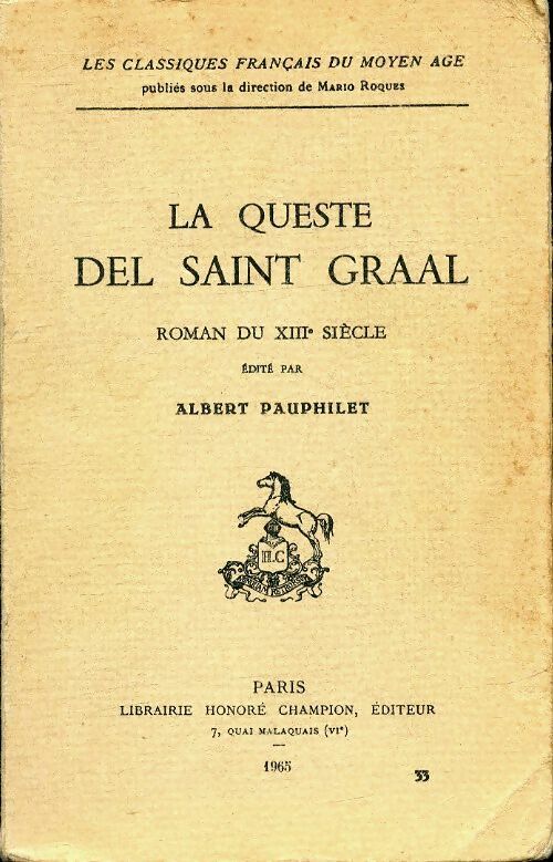 Livrenpoche : La queste del Saint Graal - Albert Pauphilet - Livre
