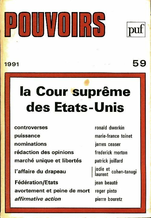 Livrenpoche : Pouvoirs n°59 : La cour suprême des Etats-Unis - Collectif - Livre