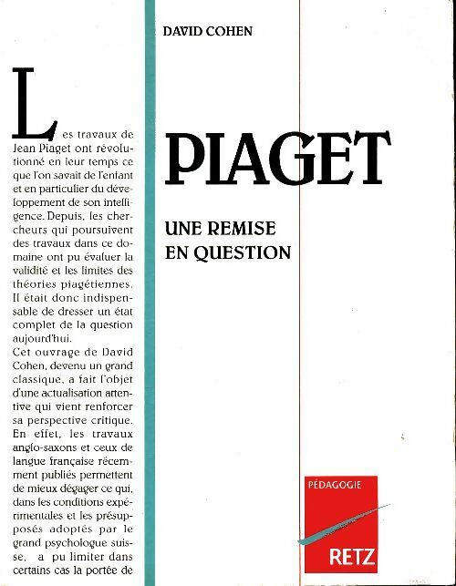 Livrenpoche : Piaget : Une remise en question - David Cohen - Livre