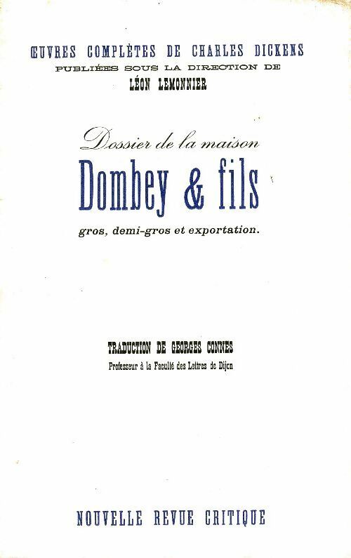 Livrenpoche : Dossier de la maison Dombey & fils gros demi-gros et exportation - Charles Dickens - Livre