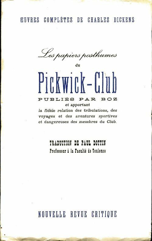 Livrenpoche : Les papiers posthumes de Pickwick-Club - Charles Dickens - Livre