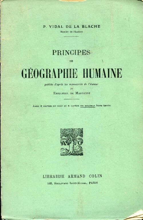 Livrenpoche : Principes de géographie humaine - Paul Vidal de la Blache - Livre