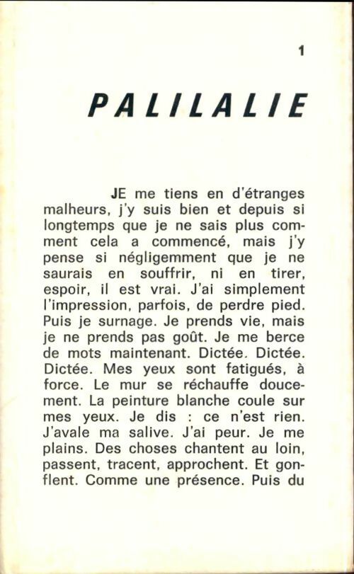 Livrenpoche : Palilalie - François Chemin - Livre