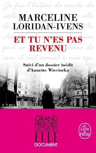Livrenpoche : Et tu n'es pas revenu - Marceline Loridan-Ivens - Livre