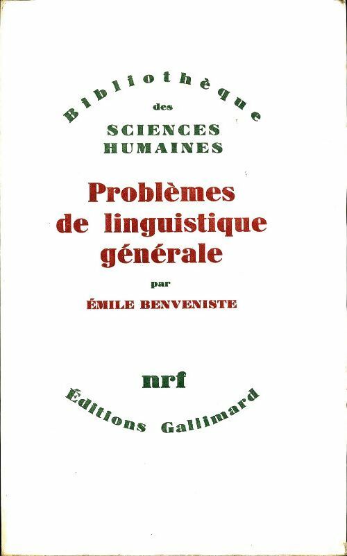Livrenpoche : Problèmes de linguistique générale - Emile Benveniste - Livre